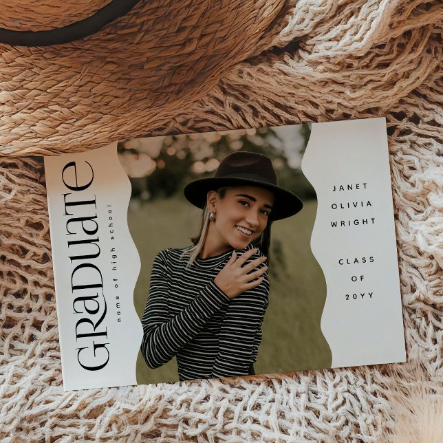 Modern enkel examen vågig kant foto meddelande (Skapare uppladdad)