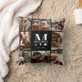 Modern enkel familjefoptosamling | Monogram Gift Kudde