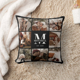 Modern enkel familjefoptosamling | Monogram Gift Kudde