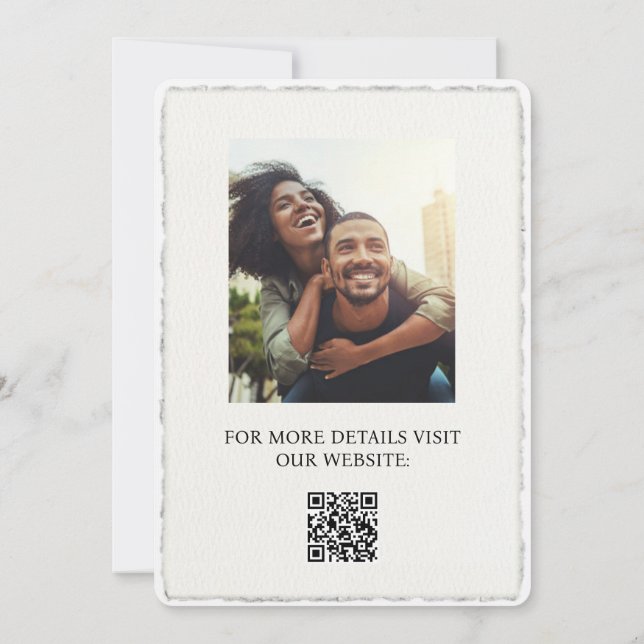 Modern enkel faux Deckled-Kant bröllopsinbjudan Inbjudningar (Baksida)