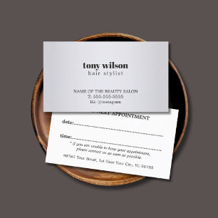 Modern enkel Faux Silver Hair Stylist Möte Tidsbeställning Kort