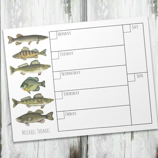 Modern enkel fiskares fiskkalender varje vecka anteckningsblock (Skapare uppladdad)