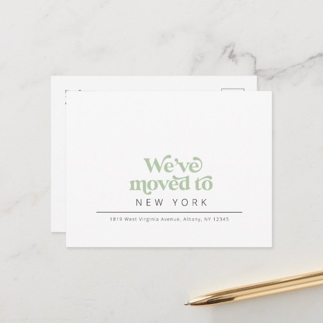 Modern enkel flytta av vykort (Fram/Back In Situ)