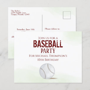 Modern Enkel Födelsedag Vattenfärg Söt Baseball Vykort