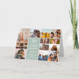 Modern enkel födelsedagskalender grönt 12 fotokoll kort