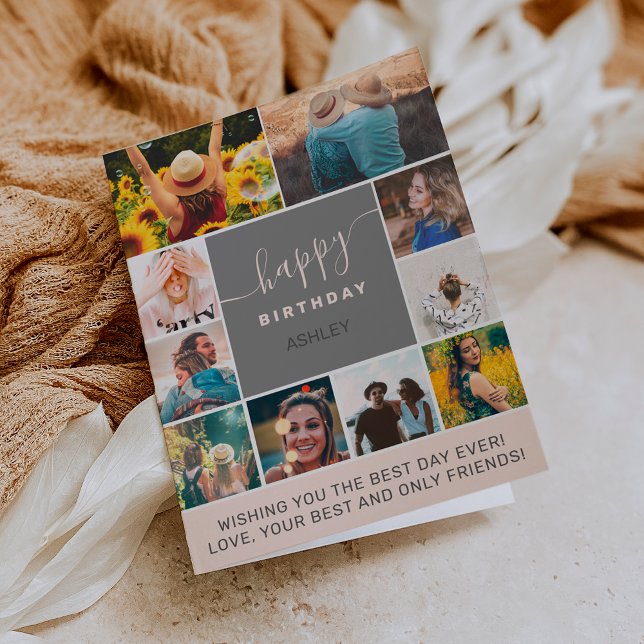 Modern enkel födelsedagspresent rosa 10 fotosamlin kort (Skapare uppladdad)