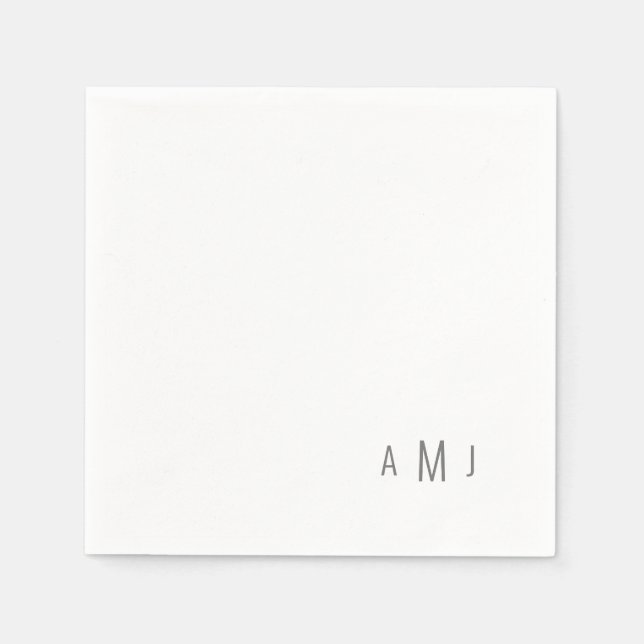Modern enkel font par Grått Monogram-blöjor Pappersservett (Framsidan)