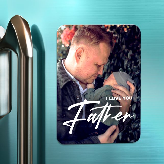 Modern enkel för Pappa I kärlek - ditt Fars dag-fo Magnet (Skapare uppladdad)