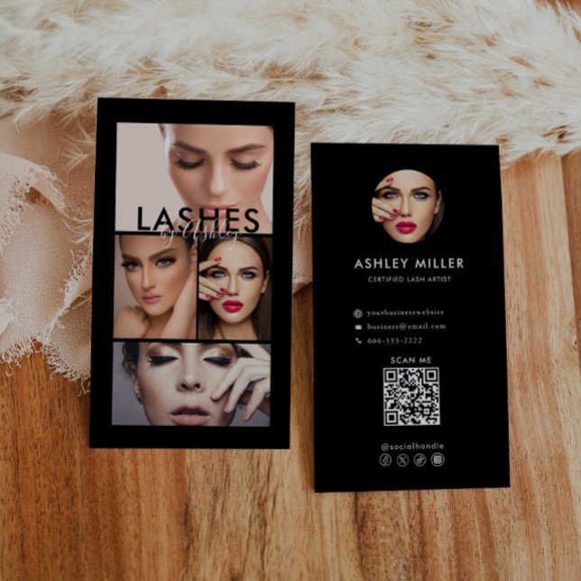 Modern enkel formalisk fotosvart vit visitkort (Skapare uppladdad)