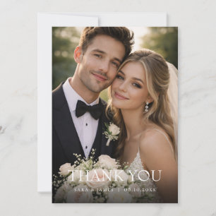 Modern Enkel Foto Bröllop Tacksamhetskort Med Note Tack Kort