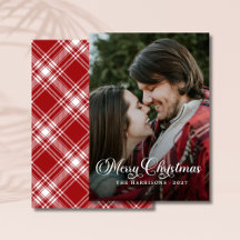 Modern Enkel Foto Glad Jul Tartan