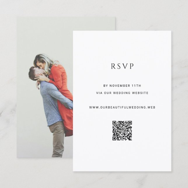 Modern Enkel Foto QR-kod Bröllop OSA Kort (Fram/baksida)