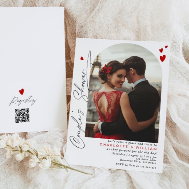 Modern enkel fotobröllopsfest för par inbjudningar (Skapare uppladdad)