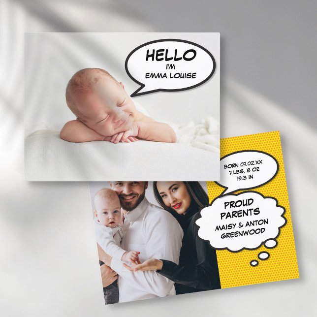Modern enkel fotofödselannons för bebisar meddelande vykort (Simple Modern Photo Baby Birth Announcement)