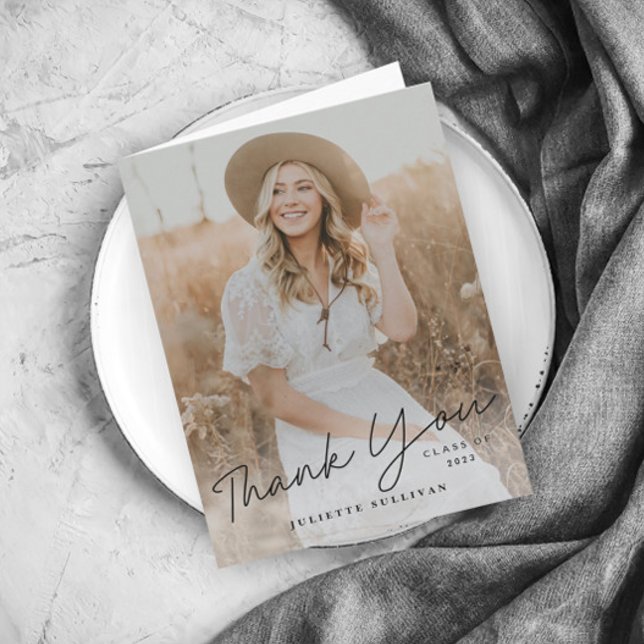 Modern enkel fotokandidatgraduation tack kort (Skapare uppladdad)