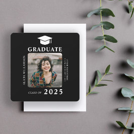 Modern enkel fotoklass av 2025 svart studenten meddelande