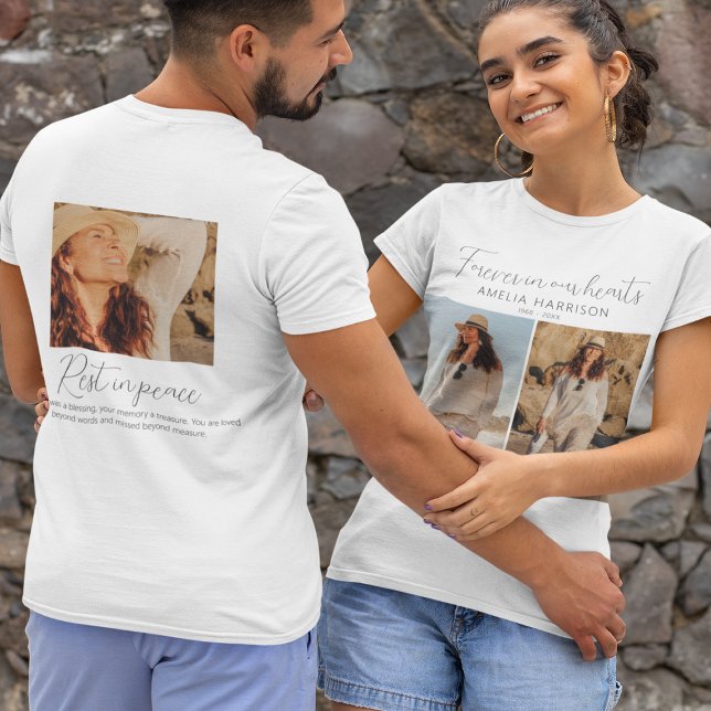 Modern & Enkel Fotokollage Begravning T Shirt (Skapare uppladdad)
