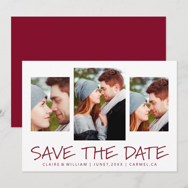 Modern enkel fotokollage Spara datumkortet Datumet (Fram/baksida)