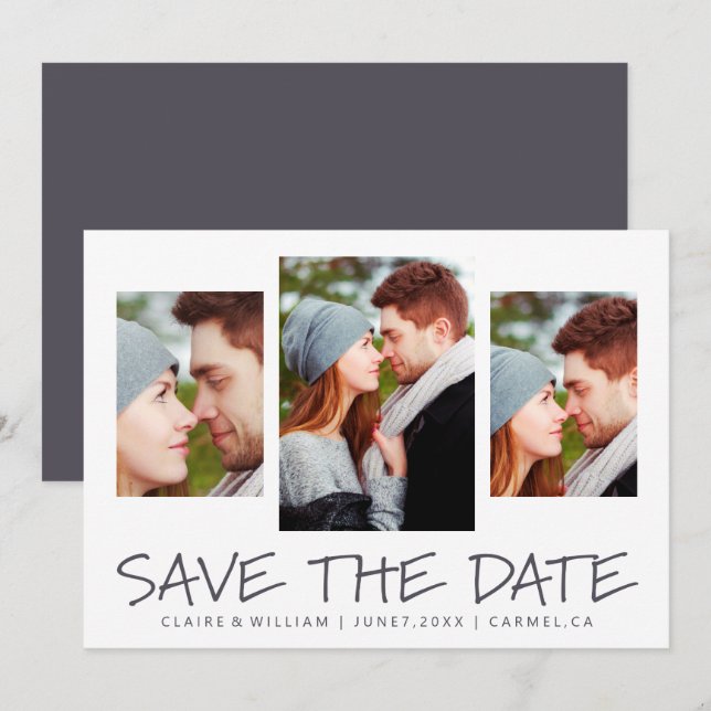 Modern enkel fotokollage Spara datumkortet Datumet (Fram/baksida)