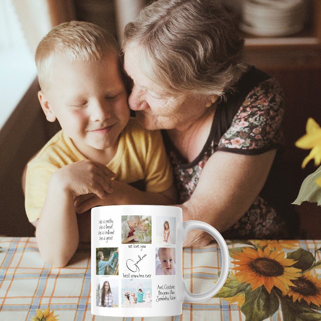 Modern enkel fotokollage Vi Kärlekar din mormor Kaffemugg (Skapare uppladdad)