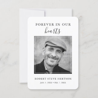 Modern enkel fotorabattsympati för begravning tack kort