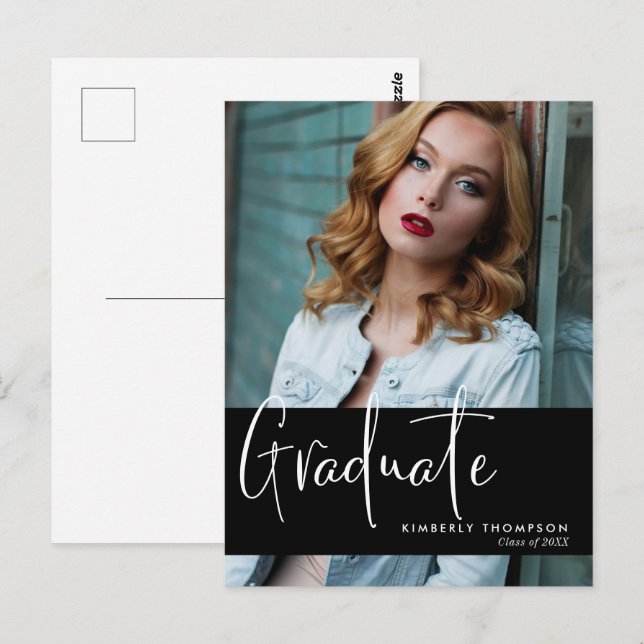 Modern enkel fotoskriptfotoskrift i Studenten Vykort (Fram/baksida)