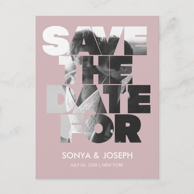 Modern enkel fotospara datuminbjudan vykort (Framsida)