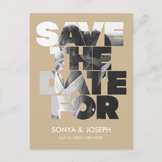 Modern enkel fotospara datuminbjudan vykort (Framsida)