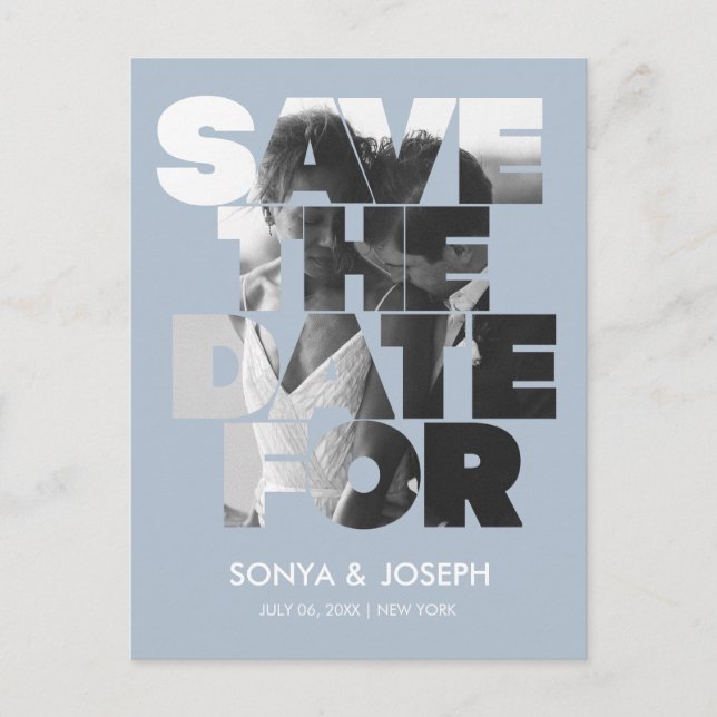 Modern enkel fotospara datuminbjudan vykort (Framsida)