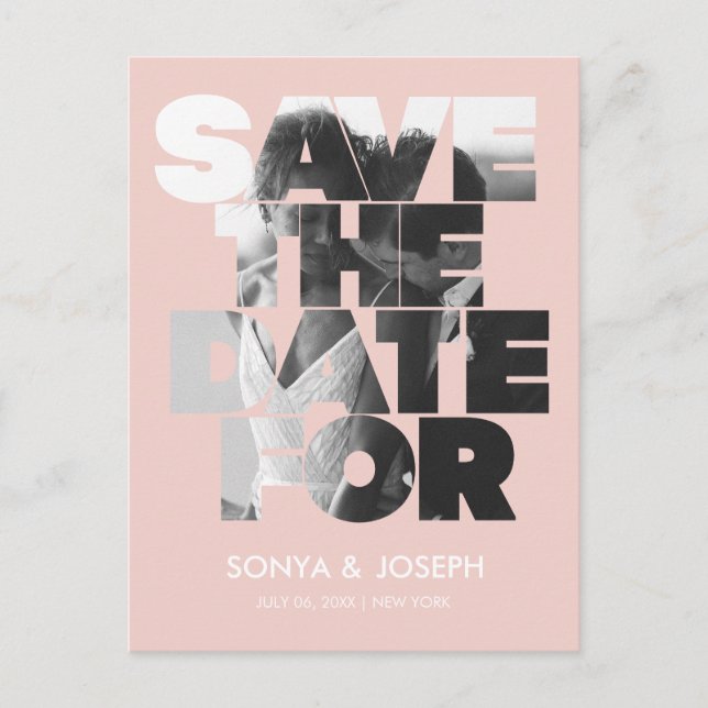 Modern enkel fotosparadagsinbjudan vykort (Framsida)