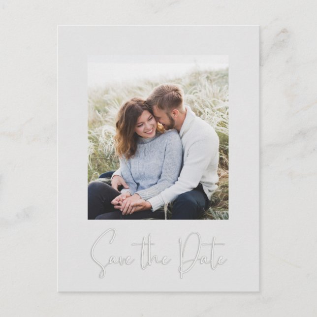 Modern enkel fotot-Grått-minimalistisk kalligrafi Vykort (Framsida)