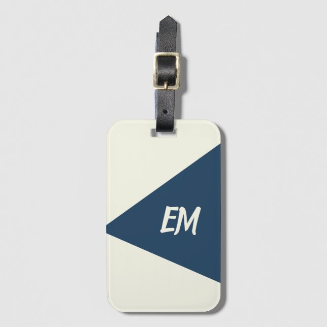 Modern enkel geometrisk blått och Cream Bagagebricka (Framsida vertikal)