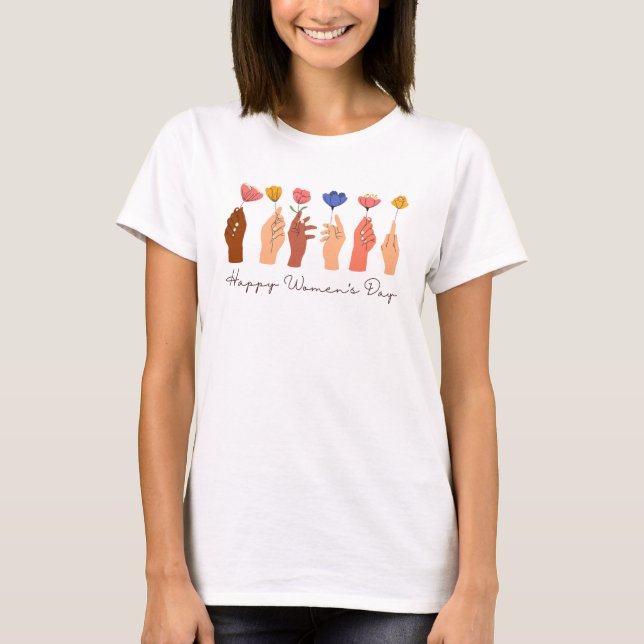 Modern Enkel Glad Internationella Kvinnodagen  T Shirt (Framsida)