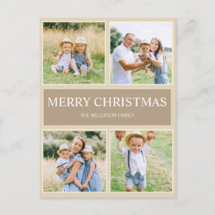 Modern Enkel God Jul 4 Familjefoto Vykort