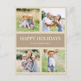 Modern Enkel God Jul 4 Familjefoto Vykort