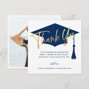 Modern enkel Golden Navy Studenten PHOTO Tack Kort