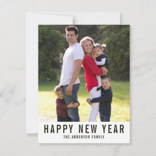 Modern enkel Gott nytt år 4 Photo Guld Confetti Julkort