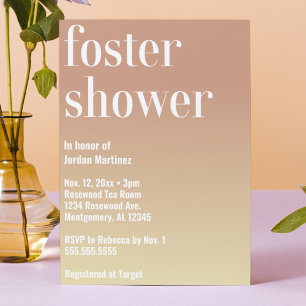 Modern enkel gradient Foster Baby Shower Inbjudningar