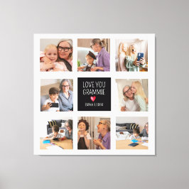 Modern enkel Grandma Heart 8 Photo Collage Anpassn Canvastryck