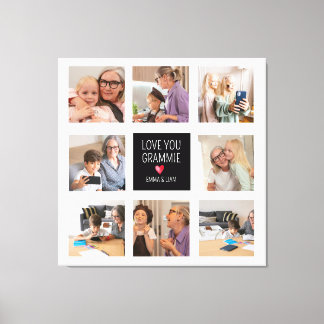 Modern enkel Grandma Heart 8 Photo Collage Anpassn Canvastryck