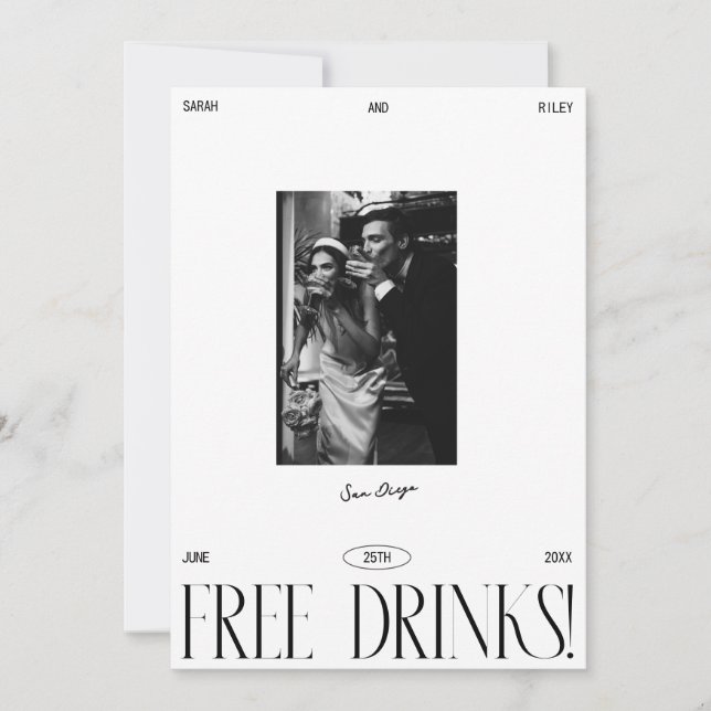Modern Enkel Gratis Dryckesmanus Spara Datumet (Framsida)
