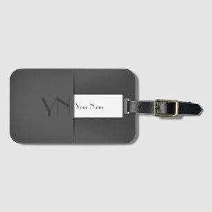 Modern enkel Grått-antracit Monogram Namn Bagagebricka