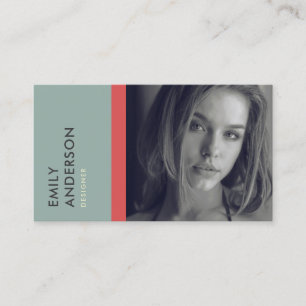MODERN ENKEL GRÅTT RED PERSONAL FOTO IDENTITY VISITKORT