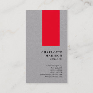 Modern enkel Grått Red-Trendig-minimalistisk sladd Visitkort