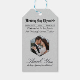 Modern enkel Grått-skript 1 fotoponterad Tack Presentetikett