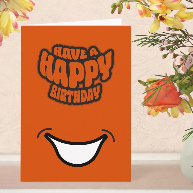 Modern enkel Grattis på födelsedagen-mappat gratul Kort (Birthday Card - Orange)