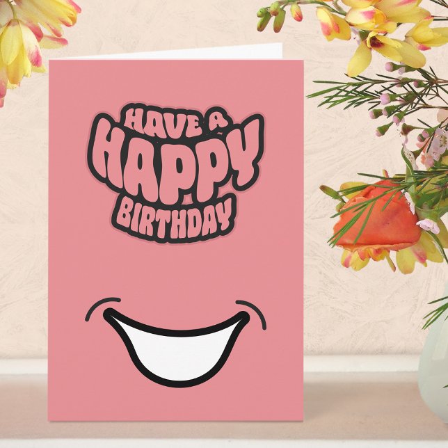 Modern enkel Grattis på födelsedagen-mappat gratul Kort (Birthday Card - Pink)