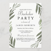 Modern enkel grön blad sällskapsfest inbjudan