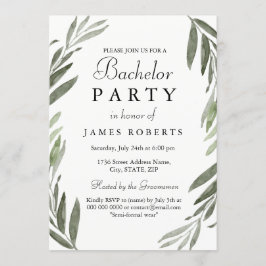 Modern Enkel Grön Blad Sällskapsfest Inbjudan