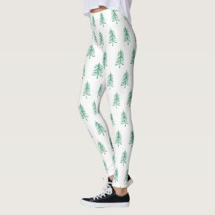 Modern enkel Grönt Julgran Mönster Leggings